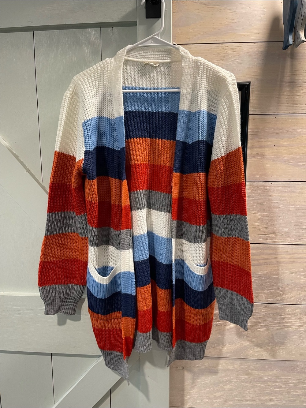 JODIFL White and Light Blue Striped Knit Top